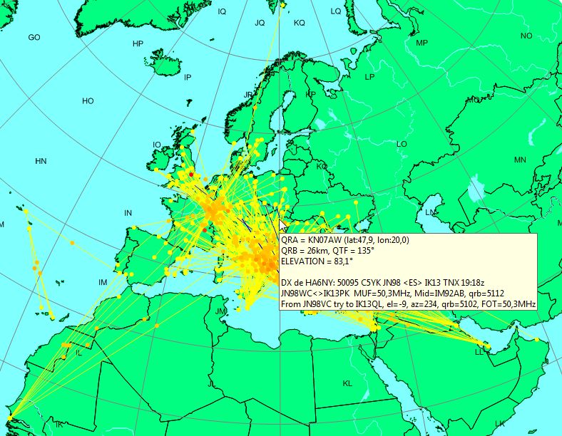 HA - C5 multihop Es QSO