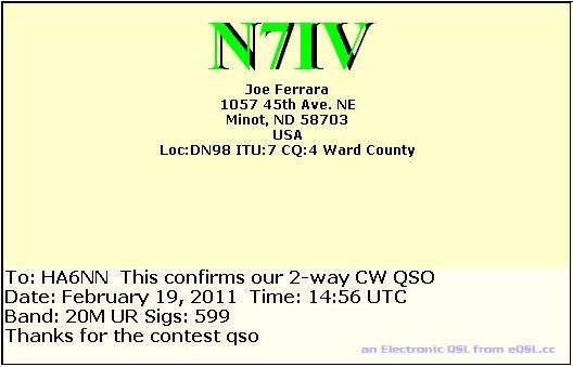 My 49th state: N7IV from North Dakota