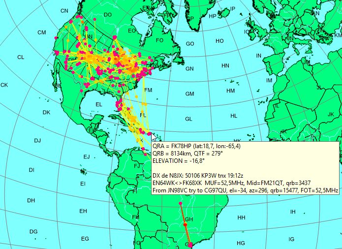 6 m Es above the American continent